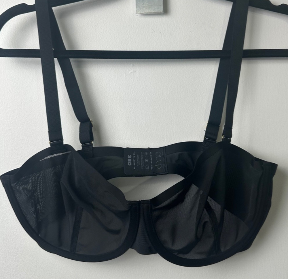 Cuup Bra The Balconette Mesh Black 36D Adjustable Straps A58